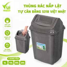 Thùng Rác Nắp Lật Tự Cân Bằng Nhựa PP Cao Cấp Nắp Tự Đóng Đa Dung Tích Gia Đình GD78 1