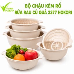 Bộ Chậu Rổ Lọc Thực Phẩm Hokori Thiết Kế Hai Trong Một Dễ Sử Dụng Hằng Ngày GD87 1