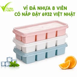 Vỉ Làm Đá Việt Nhật 6932 Có Nắp Đậy Bền Đẹp GD90 -  Khay Đựng Đá 8 Viên Chất Liệu PP Dễ Sử Dụng 1