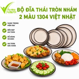 Bộ Đĩa Gốm Sứ 2 Màu Men Nhám Sang Trọng Dùng Được Lò Vi Sóng Viền Nâu Nổi Bật An Toàn GD93 1