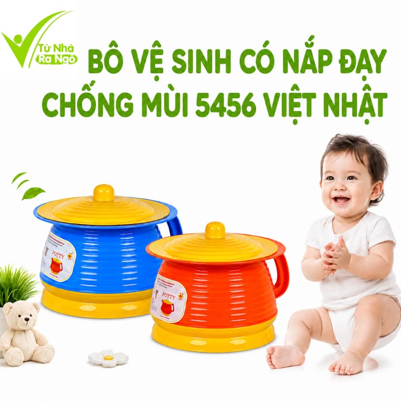 Bô Tập Đi Vệ Sinh Trẻ Em Việt Nhật Cho Bé GD97 - Bô Vệ Sinh Có Nắp Cho Bé Thiết Kế Chống Mùi