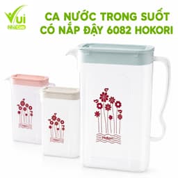 Ca Đựng Nước Nhựa Trong Hokori 1800ML Có Nắp Đậy GD98 - Bình Đựng Nước Hokori 6082 Trong Suốt 1