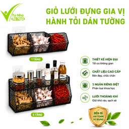 Kệ Giỏ Lưới 3 Ngăn Đựng Gia Vị 3 Ngăn 2 Tầng GD58 - Giỏ Đựng Đồ Nhà Bếp 3 Ngăn Treo Tường 1