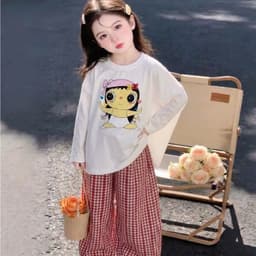 Set bộ thu đông cho bé gái, quần áo dài tay cho bé gái, áo cotton quần ống rộng 10-30kg Anhkids23 9