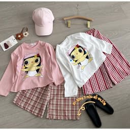 Set bộ thu đông cho bé gái, quần áo dài tay cho bé gái, áo cotton quần ống rộng 10-30kg Anhkids23 3