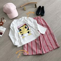 Set bộ thu đông cho bé gái, quần áo dài tay cho bé gái, áo cotton quần ống rộng 10-30kg Anhkids23 6