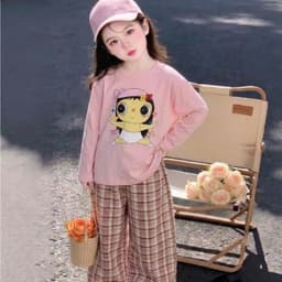 Set bộ thu đông cho bé gái, quần áo dài tay cho bé gái, áo cotton quần ống rộng 10-30kg Anhkids23 2