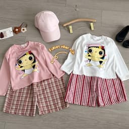 Set bộ thu đông cho bé gái, quần áo dài tay cho bé gái, áo cotton quần ống rộng 10-30kg Anhkids23 4