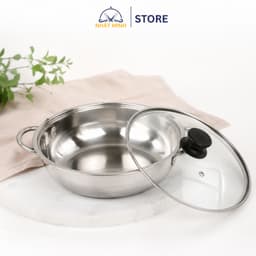 Nồi Lẩu Inox Cao Cấp Nắp Kính Cường Lực Tay Cầm Cách Nhiệt Chắc Chắn An Toàn, Nồi Nấu Lẩu, Nấu Canh 2
