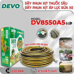 Dây phun xịt áp lực cao devo 8.5mmx14.5mm 5 lớp chất liệu nhựa pvc, áp lực tối đa 300 bar, dài 10m, 15m, 20m 9