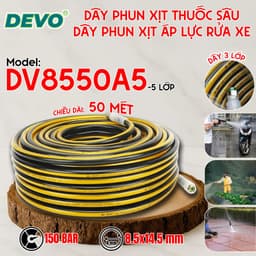 Dây phun xịt áp lực cao devo 8.5mmx14.5mm 5 lớp chất liệu nhựa pvc, áp lực tối đa 300 bar, dài 10m, 15m, 20m 5