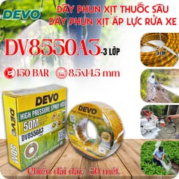 Dây phun xịt áp lực cao devo 8.5mmx14.5mm 5 lớp chất liệu nhựa pvc, áp lực tối đa 300 bar, dài 10m, 15m, 20m 7