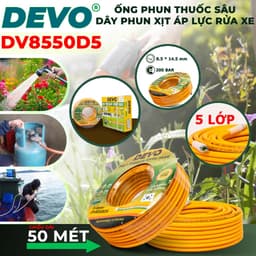 Dây phun xịt áp lực cao devo 8.5mmx14.5mm 5 lớp chất liệu nhựa pvc, áp lực tối đa 300 bar, dài 10m, 15m, 20m 6