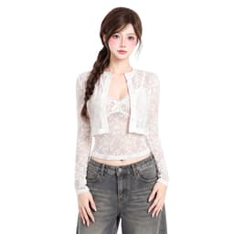 SET Áo 2 Dây Ren Hoa Phối Kèm Cardigan Tay Dài Cá Tính A51603 3