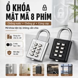 🏮COD🏮Khóa mã số bằng thép không gỉ, khóa cửa, khóa mã số 8 chữ số, chống thấm nước, chống gỉ, chắc chắn và bền. 1