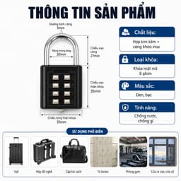 🏮COD🏮Khóa mã số bằng thép không gỉ, khóa cửa, khóa mã số 8 chữ số, chống thấm nước, chống gỉ, chắc chắn và bền. 5