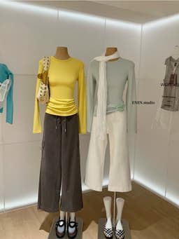 𝑨𝒏𝒏 𝑺𝒕𝒖𝒅𝒊𝒐 [SẴN] / Áo Thun Nữ Trơn Dài Tay 𝐄𝐍.𝐄𝐍 10919 Cổ Tròn Dáng Ôm Body Cotton Co Giãn Basic 3