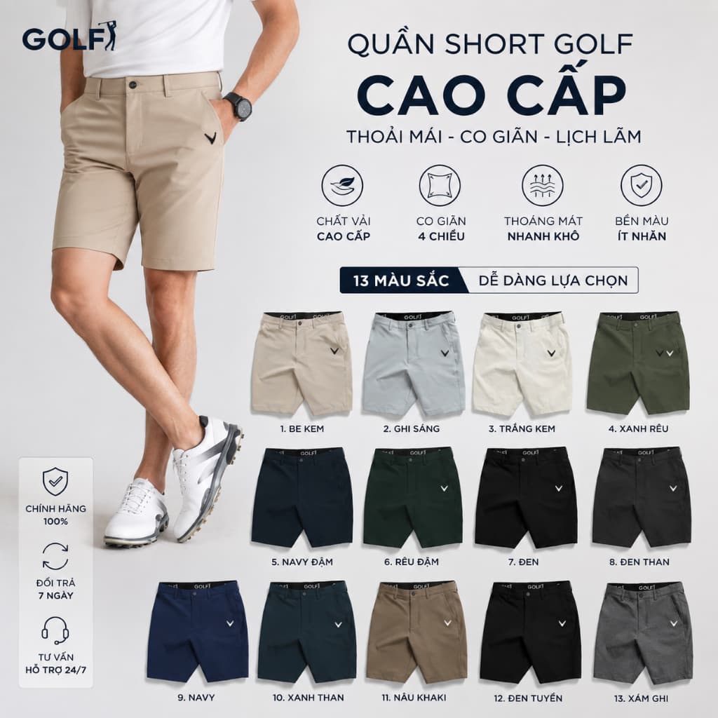 QUẦN SHORT GOLF NAM – FLEX GOLF CALAWAY 11 MÀU