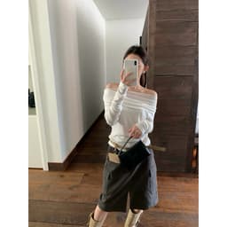 𝑨𝒏𝒏𝑺𝒕𝒖𝒅𝒊𝒐 /𝐄𝐍𝐄𝐍/ Áo Thun Trễ Vai Nữ Dài Tay Phối Lưới 10733 Nhún Vai Form Ôm Tôn Dáng Kiểu Hàn Quốc 9