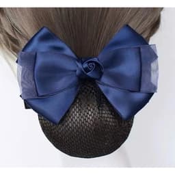 Kẹp tóc có chụp lưới đính nơ dubochic 10cm thời trang công sở thanh lịch 5