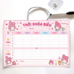Thời Khóa Biểu Học sinh A4 ép Plastic kháng nước viết xóa dễ dàng sẵn dây treo và bút 3