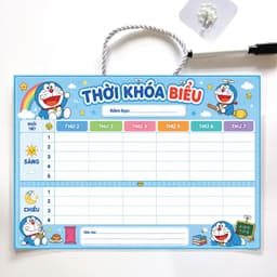 Thời Khóa Biểu Học sinh A4 ép Plastic kháng nước viết xóa dễ dàng sẵn dây treo và bút 4