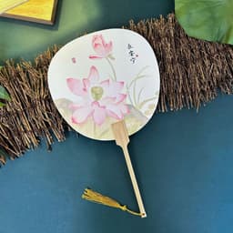 Quạt Cầm Tay Hoa Sen Nghệ Thuật – Quạt Lá Sen Mini Chụp Ảnh, Phụ Kiện Áo Dài Cô Dâu, Trang Trí Cổ Phong 9