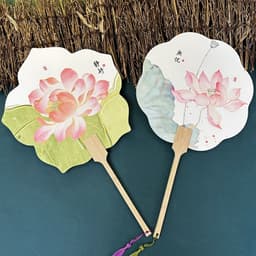 Quạt Cầm Tay Hoa Sen Nghệ Thuật – Quạt Lá Sen Mini Chụp Ảnh, Phụ Kiện Áo Dài Cô Dâu, Trang Trí Cổ Phong 2