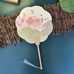 Quạt Cầm Tay Hoa Sen Nghệ Thuật – Quạt Lá Sen Mini Chụp Ảnh, Phụ Kiện Áo Dài Cô Dâu, Trang Trí Cổ Phong 7