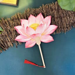 Quạt Cầm Tay Hoa Sen Nghệ Thuật – Quạt Lá Sen Mini Chụp Ảnh, Phụ Kiện Áo Dài Cô Dâu, Trang Trí Cổ Phong 5