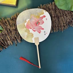 Quạt Cầm Tay Hoa Sen Nghệ Thuật – Quạt Lá Sen Mini Chụp Ảnh, Phụ Kiện Áo Dài Cô Dâu, Trang Trí Cổ Phong 8