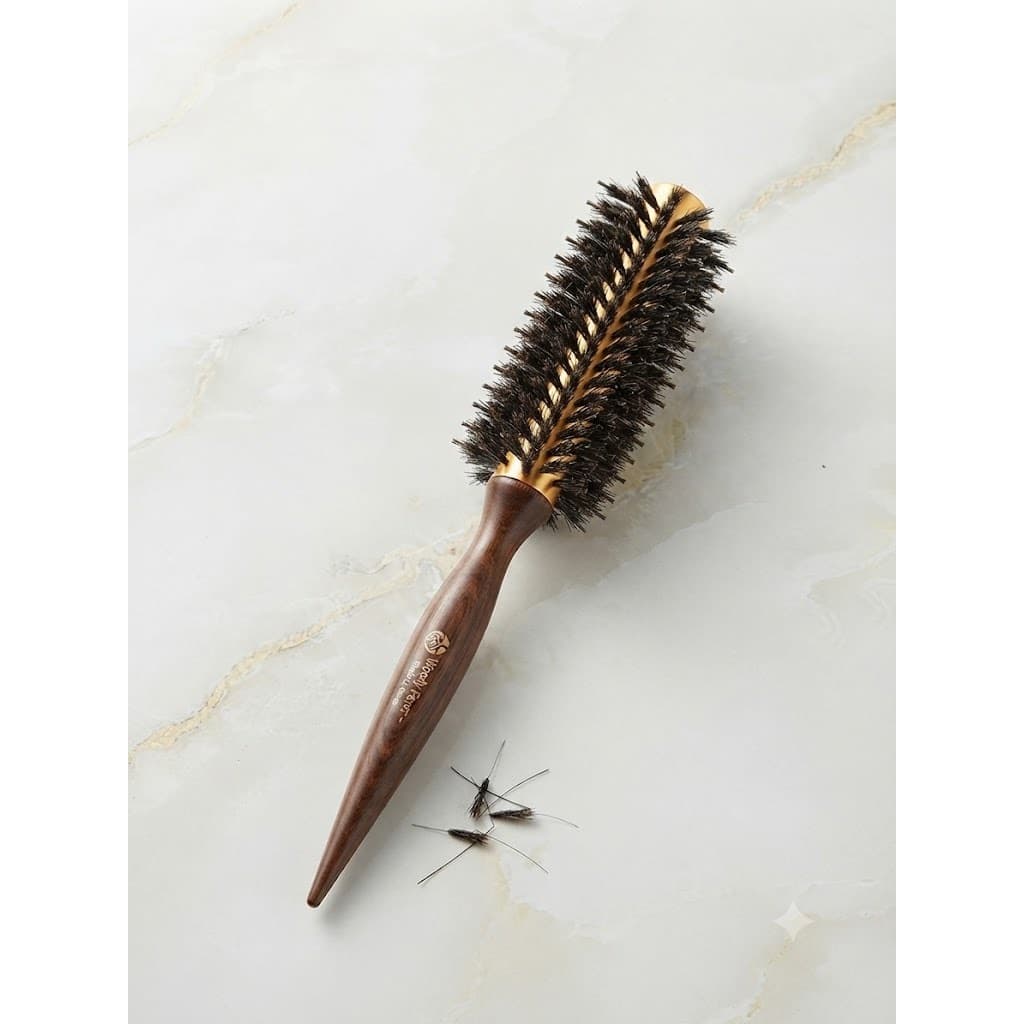 Lược Tròn Lô Sấy Cán Gỗ MOLLYHAIR Tự Nhiên Woody Feather - Bí Quyết Tạo Phồng, Uốn Cúp Phồng Tóc Salon