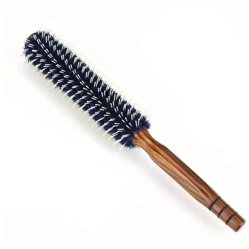 Lược Tròn Cán Gỗ Tự Nhiên MOLLYHAIR Lông Mềm Hạt Bi Chuyên Dụng Uốn Phồng Chân Tóc, Lô Sấy Salon Cao Cấp