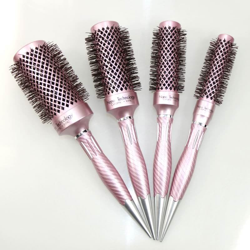 Lược Tròn MOLLYHAIR Tạo Kiểu Tóc Chuyên Nghiệp Nano Technology Ceramic Ionic Màu Hồng, Lược Sấy Phồng, Uốn Cúp Cao Cấp