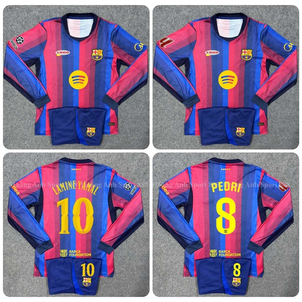 Bộ Quần Áo Bóng Đá Dài Tay CLB Barcelona Mùa Giải 2026/2027- Vải Polyster Thái Cao Cấp