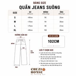 Quần Jean Nữ Ống Suông CHEZI HOUSE – Vải Jean Mềm QC, Phom Ống Rộng, Dài 102cm, Ống 30cm #8668 - Màu Xanh Nhạt 7