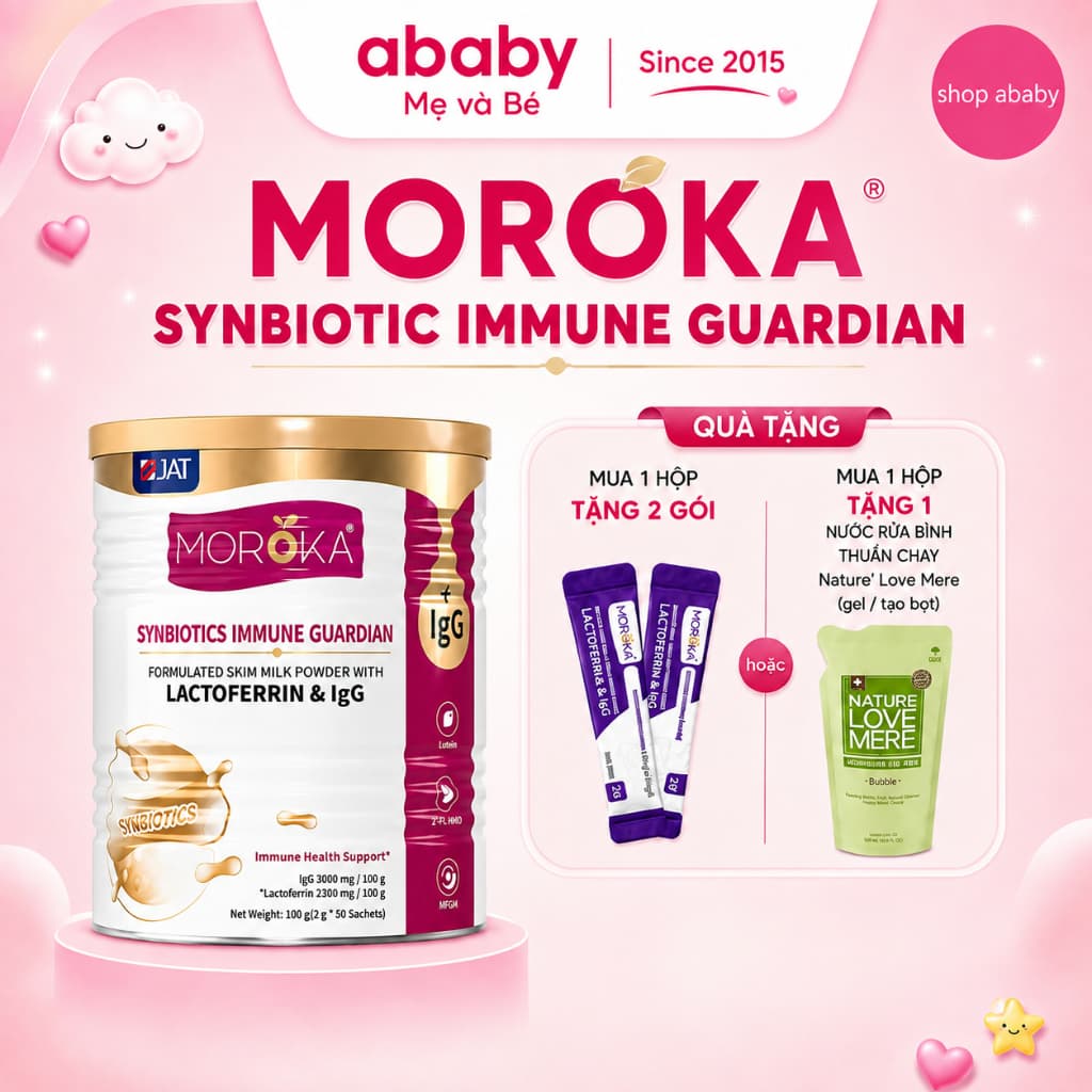 [Date 3/2028] Sữa Tăng Đề Kháng Moroka Lactoferrin Synbiotics giảm ốm vặt hộp 100g (2g x 50 Gói)