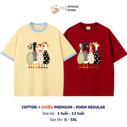 [9kg-100kg]  Áo thun gia đình, áo nhóm Unisex in 4 CHÚ VỊT ISEE VN form rộng vừa cotton 4 chiều Premium thoáng mát 1