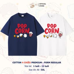 [9kg-100kg] SEE VN - Áo thun cho bé và người lớn Unisex in POPCORN VN form rộng vừa cotton 4 chiều Premium thoáng mát 2
