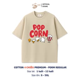 [9kg-100kg] SEE VN - Áo thun cho bé và người lớn Unisex in POPCORN VN form rộng vừa cotton 4 chiều Premium thoáng mát 5