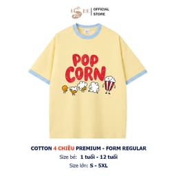 [9kg-100kg] SEE VN - Áo thun cho bé và người lớn Unisex in POPCORN VN form rộng vừa cotton 4 chiều Premium thoáng mát 6