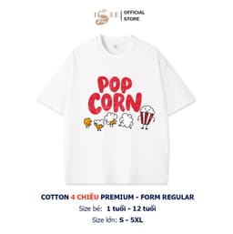 [9kg-100kg] SEE VN - Áo thun cho bé và người lớn Unisex in POPCORN VN form rộng vừa cotton 4 chiều Premium thoáng mát 3