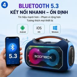 Loa Karaoke Bluetooth SOONBOX S6300 MAX 200W, 2 Micro Không Dây, Pin 24000mAh, Bluetooth 5.3, LED RGB, Loa Di Động Bass 2