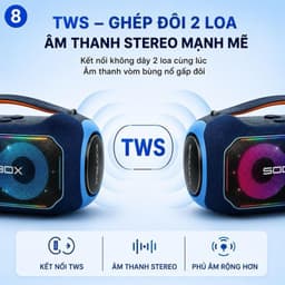Loa Karaoke Bluetooth SOONBOX S6300 MAX 200W, 2 Micro Không Dây, Pin 24000mAh, Bluetooth 5.3, LED RGB, Loa Di Động Bass 6