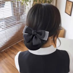 Kẹp búi tóc tỏi hình nơ Dubochic 10cm có lưới gọn gàng 3