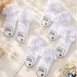 T73 Tất Ren Trắng Bé Gái Cổ Cao Phong Cách Tiểu Thư – Vớ Mỏng Nhẹ Co Giãn, Phụ Kiện Phối Váy Cho Bé 1–12 Tuổi 3
