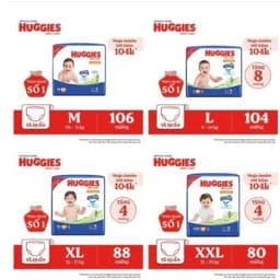 (LINK TRỢ GIÁ) Combo 2 Tã quần Huggies Skincare Mega Jumbo M102+4/L100+4/XL84+4/XXL76+4 6