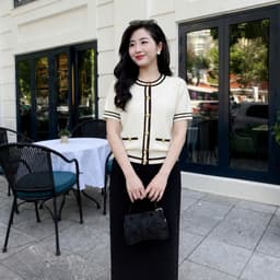Áo Cardigan Nữ Cộc Tay Cổ Tròn Phối Viền, Chất Len Dệt Kim Cao Cấp Evalover 6