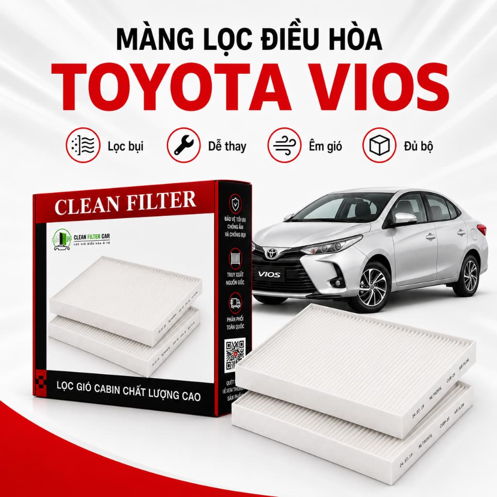 Màng Lọc Gió Điều Hòa Ô Tô Toyota Vios 2017-2023 Mã 87139-30040 87139-0N010