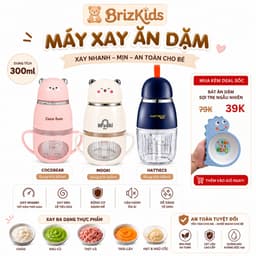 Máy Xay Ăn Dặm Cho Bé, Máy Xay Mooki, Bản Pro 8 Lưỡi Hình Mèo Màu Kem - BrizKids 2